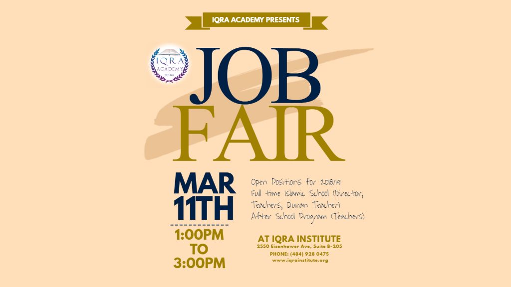 iqra institute knowledge ehsan community iqra academy job fair